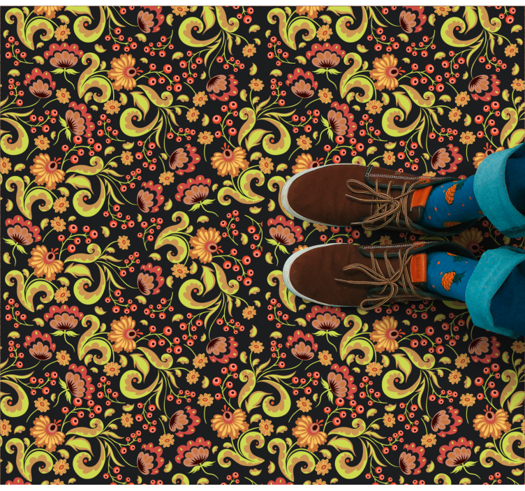 비닐 카펫 꽃과 식물 식물 소용돌이 무늬 - TenStickers