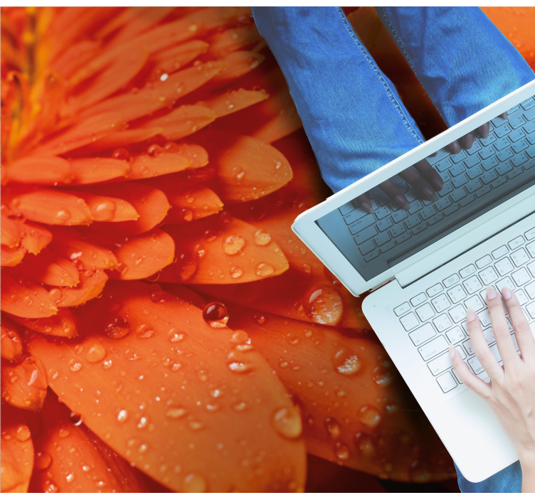 비닐 카펫 꽃과 식물 밝은 주황색 꽃잎 - TenStickers