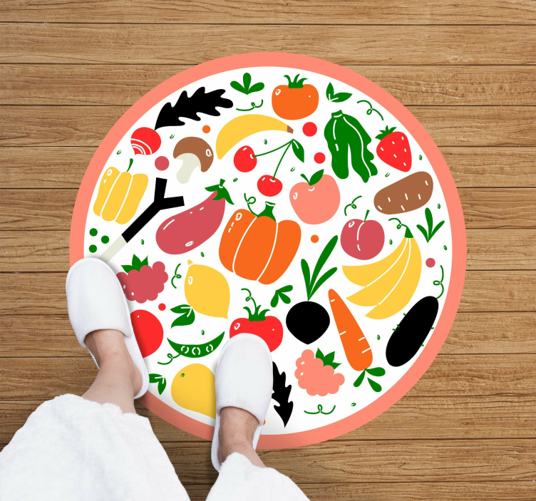 비닐 카펫 꽃과 식물 다채로운 과일 모티브 - TenStickers