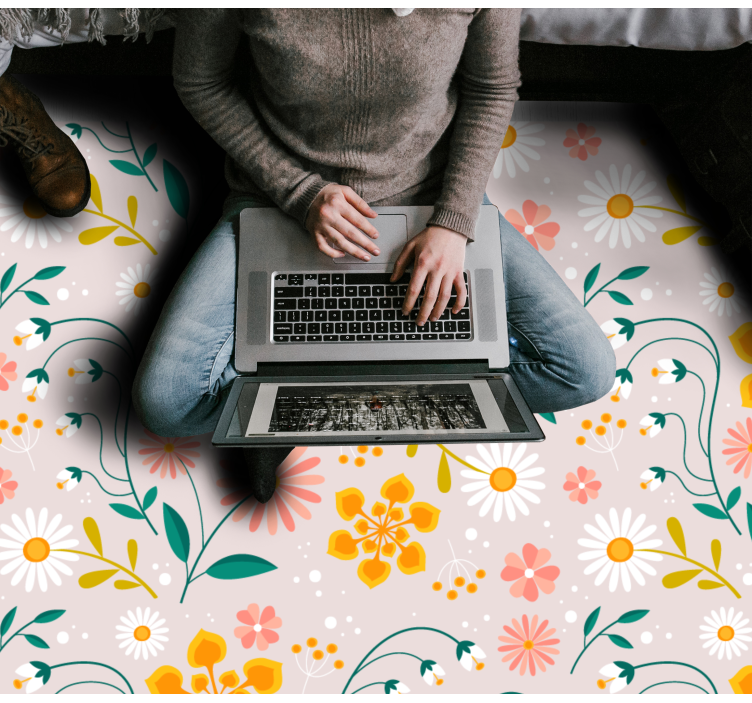 비닐 카펫 꽃과 식물 데이지 들판 디자인 - TenStickers