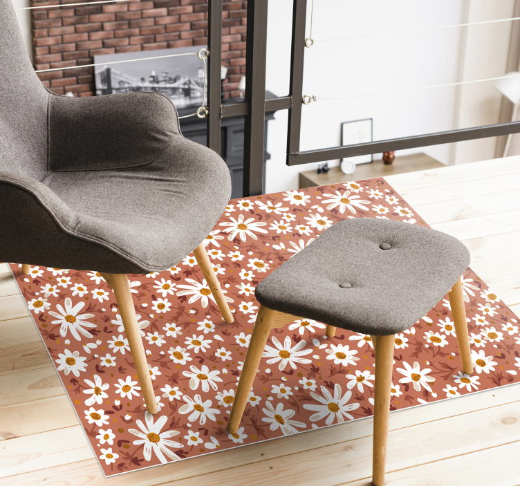 비닐 카펫 꽃과 식물 데이지 꽃 패턴 - TenStickers