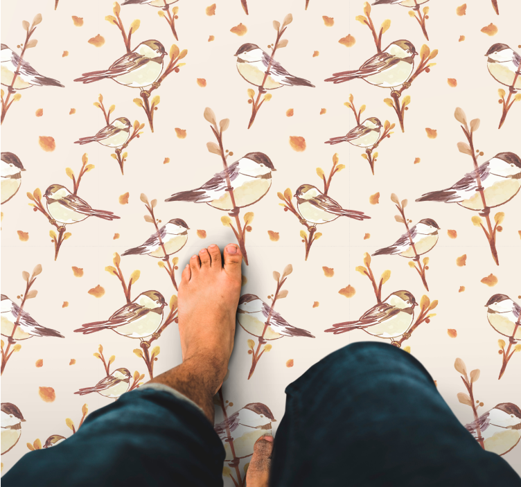 비닐 카펫 꽃과 식물 매혹적인 새 모티프 - TenStickers