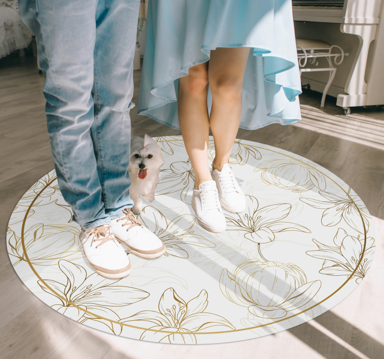 비닐 카펫 꽃과 식물 꽃무늬 원형 패턴 - TenStickers