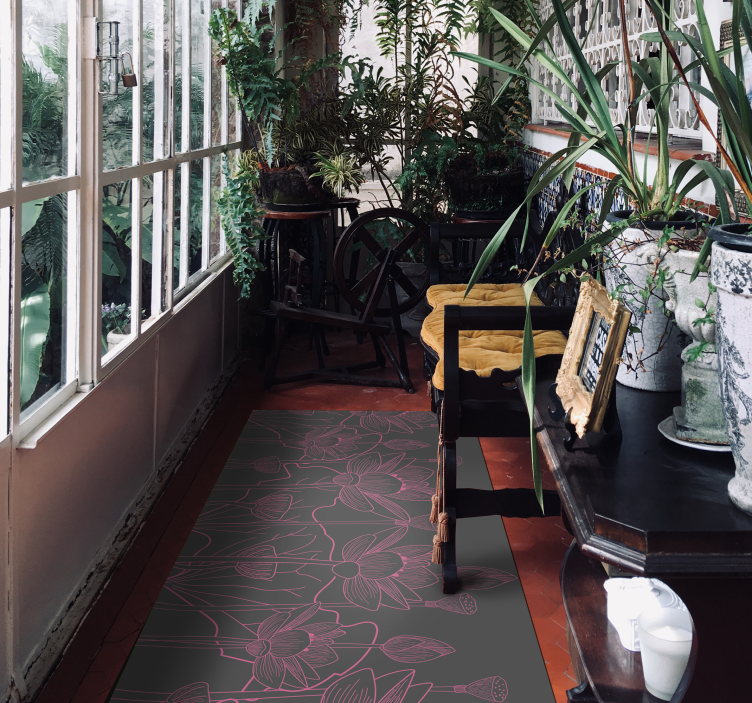 비닐 카펫 꽃과 식물 꽃 윤곽 스케치 - TenStickers