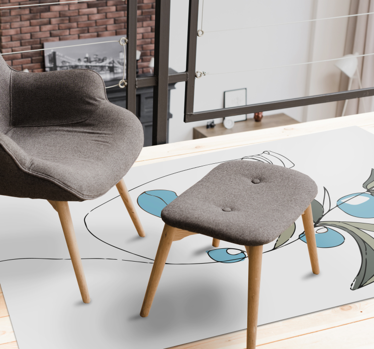 비닐 카펫 꽃과 식물 꽃 라인 아트 - TenStickers