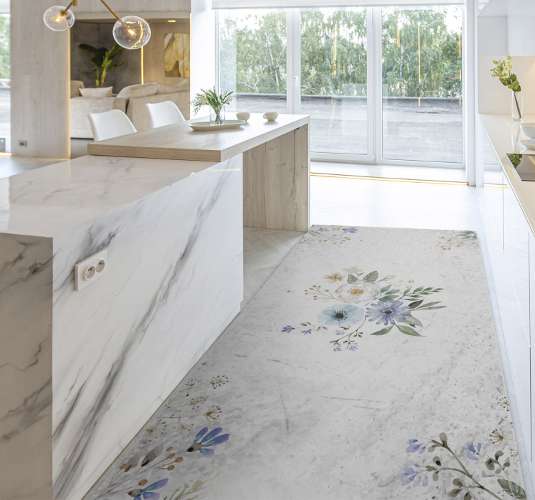 비닐 카펫 꽃과 식물 꽃무늬 대리석의 우아함 - TenStickers