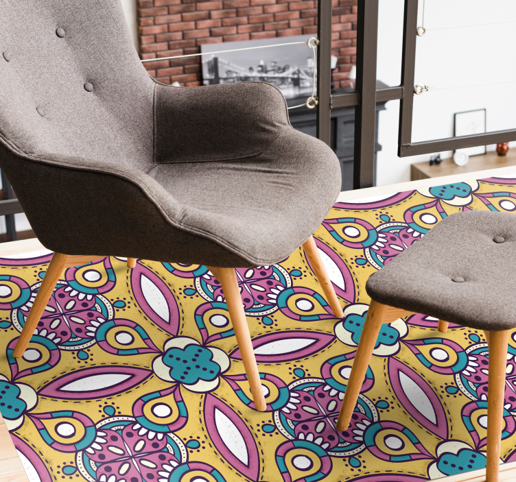 비닐 카펫 꽃과 식물 플로럴 모티프 앙상블 - TenStickers