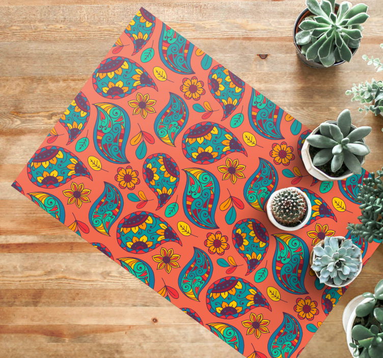 비닐 카펫 꽃과 식물 꽃무늬 페이즐리 패턴 - TenStickers