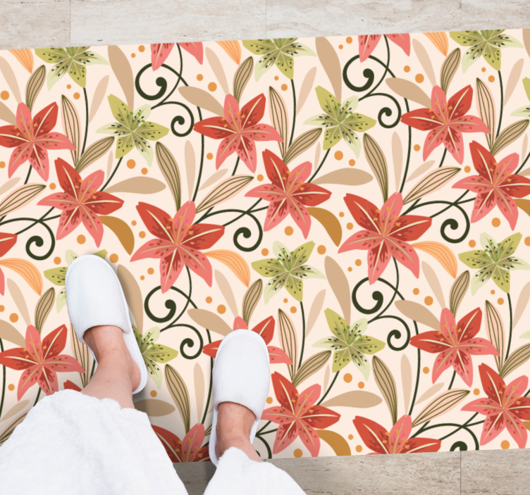 비닐 카펫 꽃과 식물 꽃 소용돌이 패턴 - TenStickers