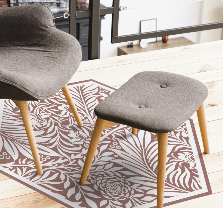 비닐 카펫 꽃과 식물 꽃 대칭 육각형 - TenStickers