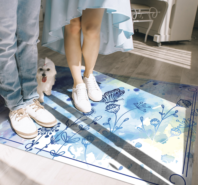 비닐 카펫 꽃과 식물 꽃무늬 수채화의 우아함 - TenStickers