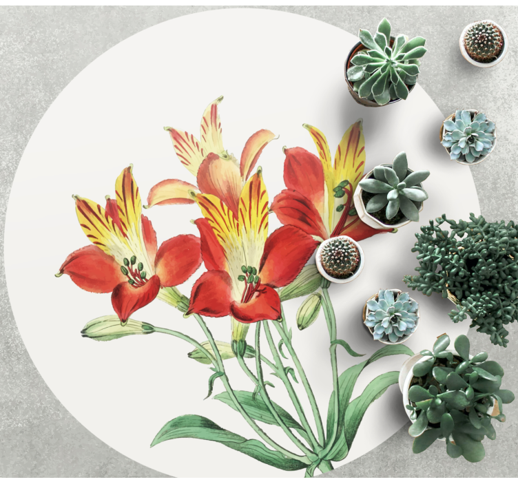 비닐 카펫 꽃과 식물 생동감 넘치는 붉은 꽃 - TenStickers