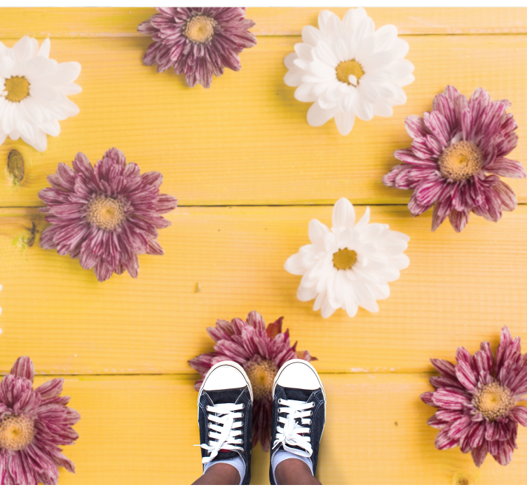 비닐 카펫 꽃과 식물 분홍과 흰색 꽃잎 - TenStickers