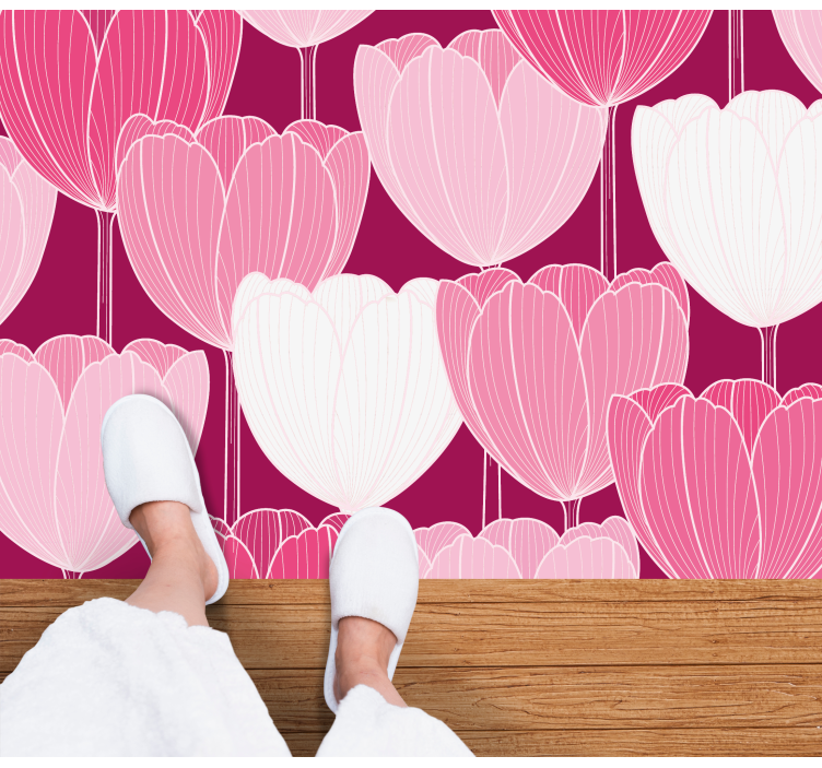 비닐 카펫 꽃과 식물 핑크 튤립 요소 - TenStickers