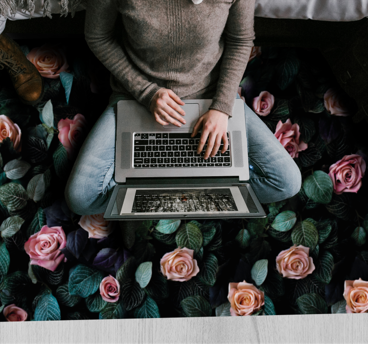 비닐 카펫 꽃과 식물 빨간 장미 꽃 - TenStickers