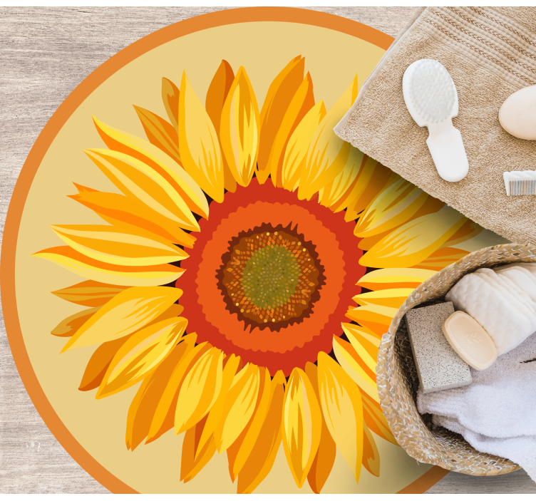 비닐 카펫 꽃과 식물 해바라기 원형 - TenStickers