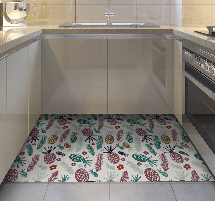 비닐 카펫 꽃과 식물 열대 과일 모티브 - TenStickers