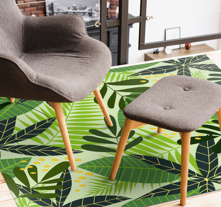 비닐 카펫 꽃과 식물 열대 잎이 많은 식물 - TenStickers