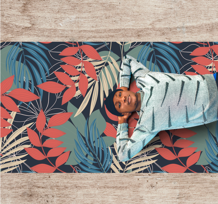 비닐 카펫 꽃과 식물 생기 있는 잎 패턴 - TenStickers