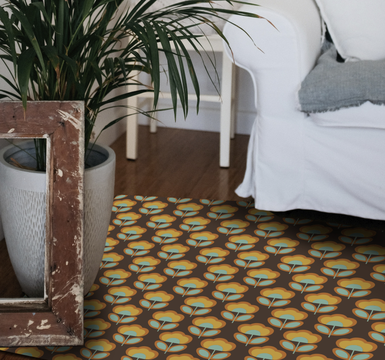 비닐 카펫 꽃과 식물 빈티지 브라운 디자인 - TenStickers