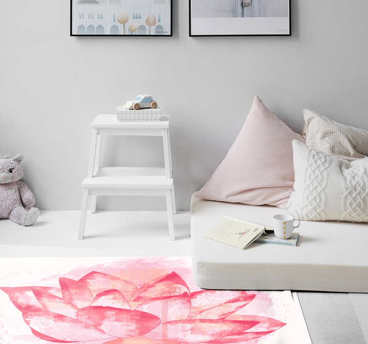 비닐 카펫 꽃과 식물 수채화 연꽃 - TenStickers