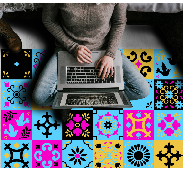 꽃 화려한 타일 주방 바닥 타일 - TenStickers