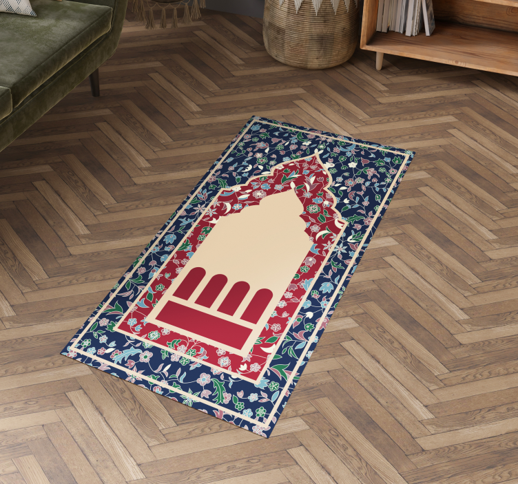 직사각형 비닐 카펫 꽃 패턴 페르시아 다래끼 - TenStickers