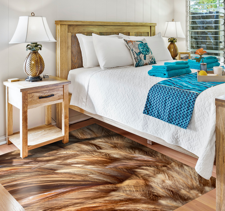 솜털 꼬리 깃털 동물 인쇄 비닐 깔개 - TenStickers