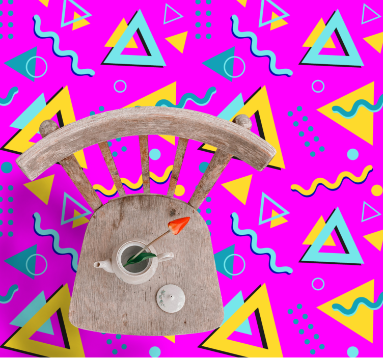 기하학적 효과 비닐 카펫 1980년대 멤피스 패턴 - TenStickers