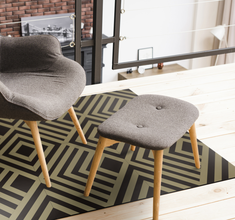 기하학적 효과 비닐 카펫 베이지 각진 줄무늬 - TenStickers