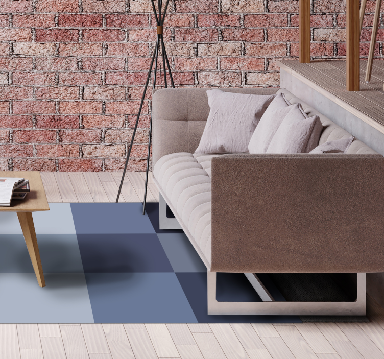 기하학적 효과 비닐 카펫 파란색 체크 무늬 패턴 - TenStickers