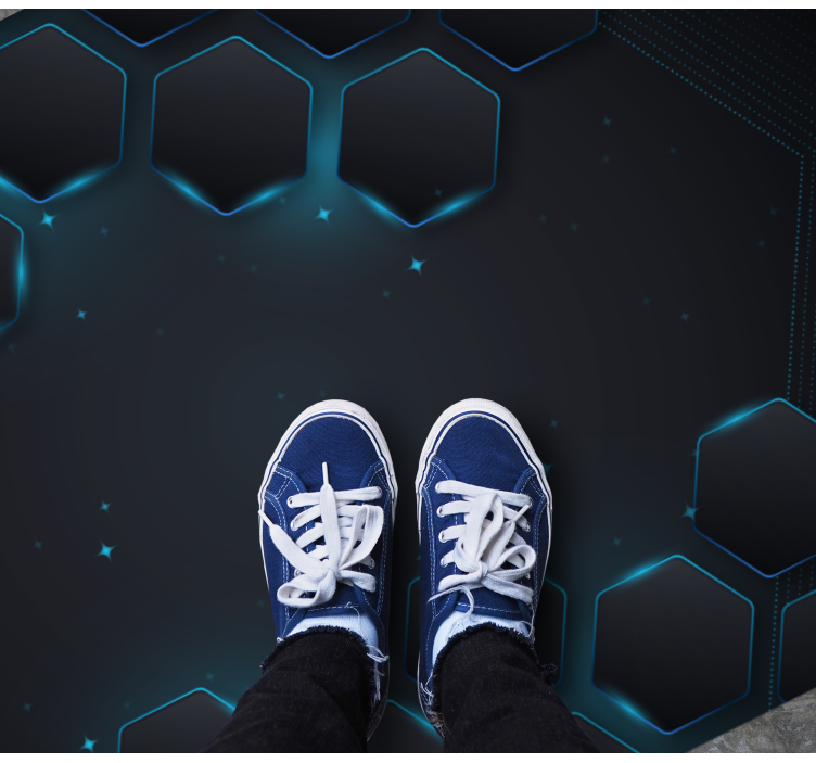 기하학적 효과 비닐 카펫 파란색 육각형 디자인 - TenStickers