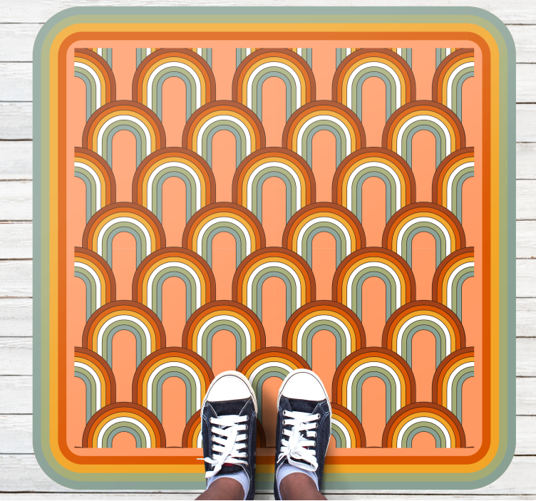 기하학적 효과 비닐 카펫 다채로운 아치 패턴 - TenStickers