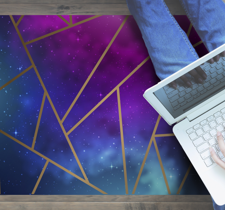 기하학적 효과 비닐 카펫 우주 블루와 퍼플 패턴 - TenStickers