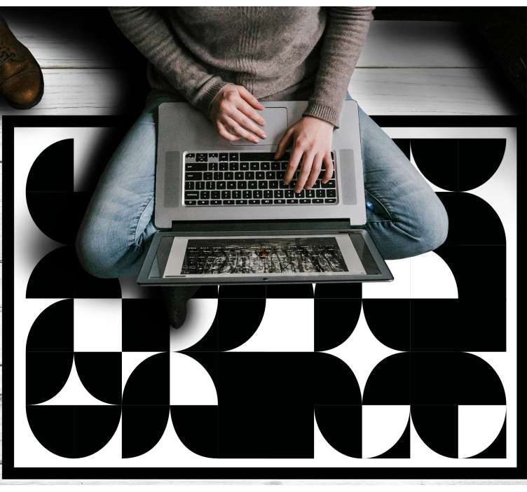 기하학적 효과 비닐 카펫 곡선 블랙 쉐입 - TenStickers