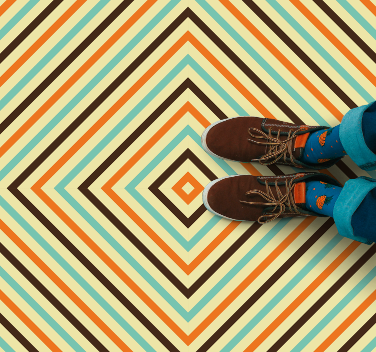 기하학적 효과 비닐 카펫 다이아몬드 패턴 라인 - TenStickers