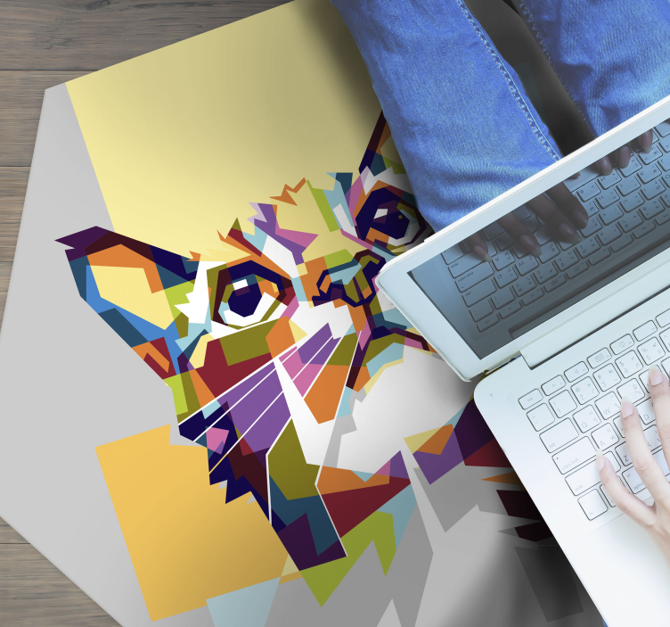 기하학적 효과 비닐 카펫 기하학적 고양이 - TenStickers