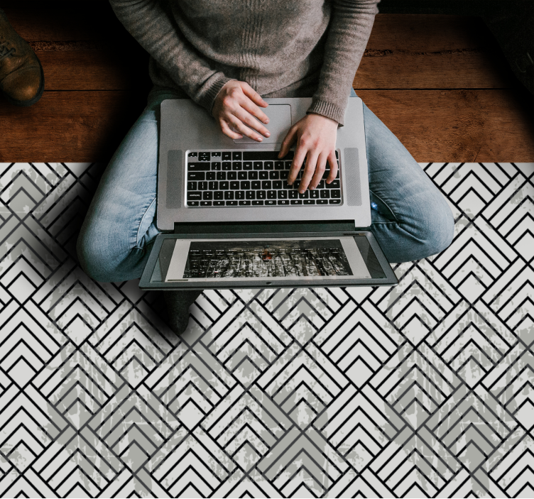 기하학적 효과 비닐 카펫 기하학적 쉐브론 - TenStickers