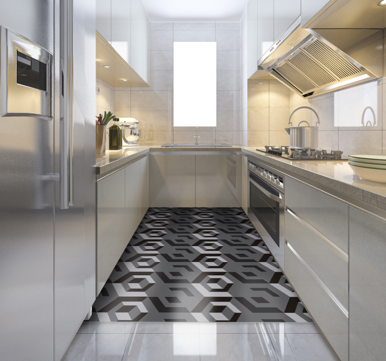 기하학적 효과 비닐 카펫 기하학적인 주방 바닥재 - TenStickers