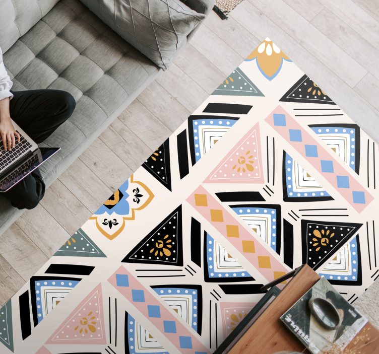 기하학적 효과 비닐 카펫 기하학적 패턴 태피스트리 - TenStickers