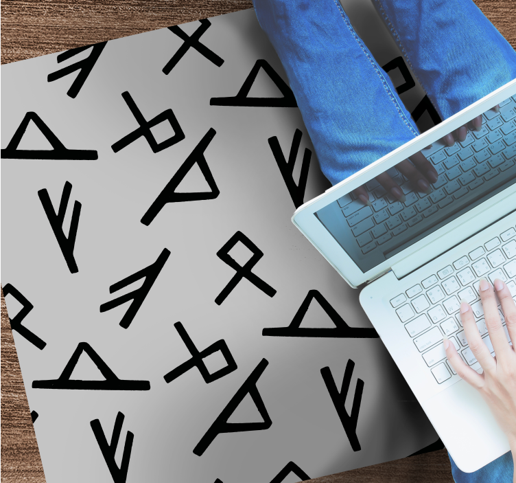 기하학적 효과 비닐 카펫 세련된 블랙 패턴 - TenStickers