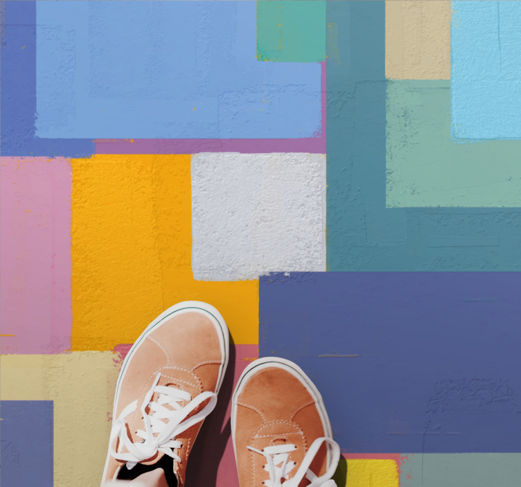 기하학적 효과 비닐 카펫 생동감 넘치는 추상 큐브 - TenStickers