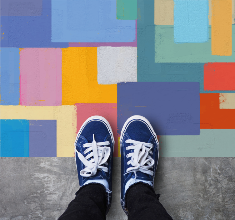 기하학적 효과 비닐 카펫 생동감 있는 블록 배열 - TenStickers