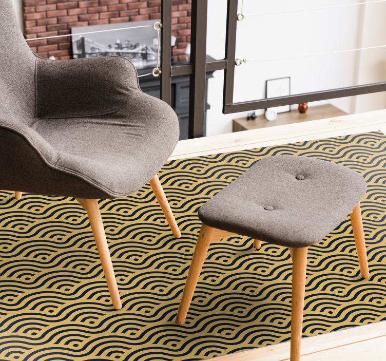 기하학적 효과 비닐 카펫 물결 무늬 디자인 - TenStickers