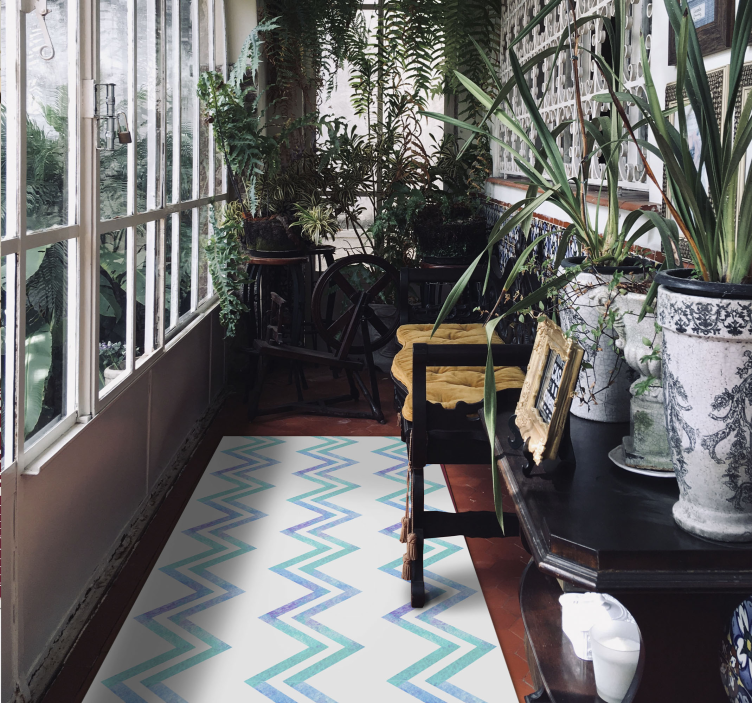 기하학적 효과 비닐 카펫 지그재그 패턴의 조화 - TenStickers