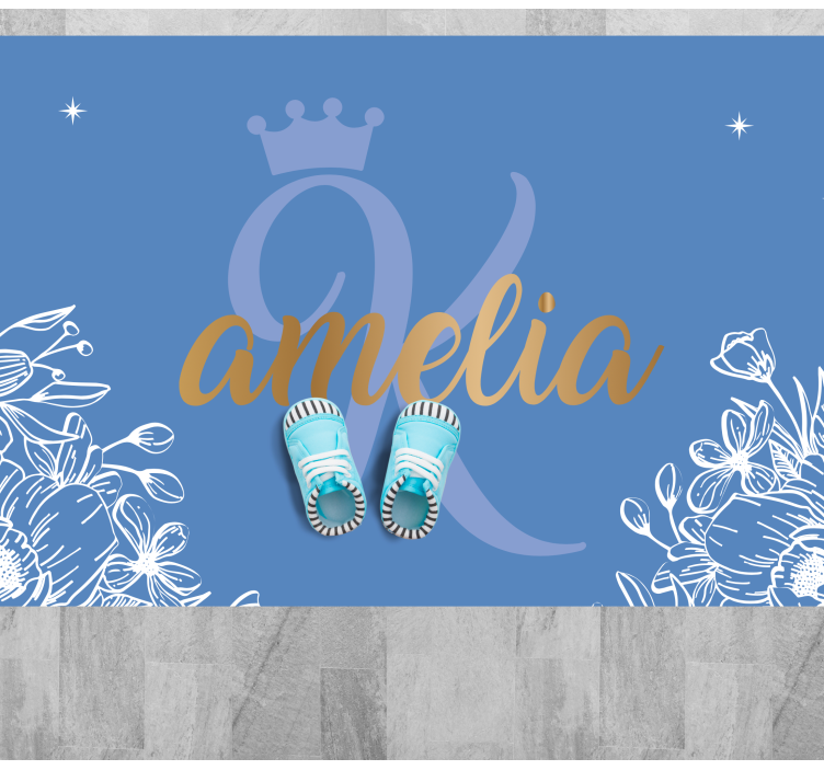 황금과 파란색 공주 이름 키즈 비닐 러그 - TenStickers