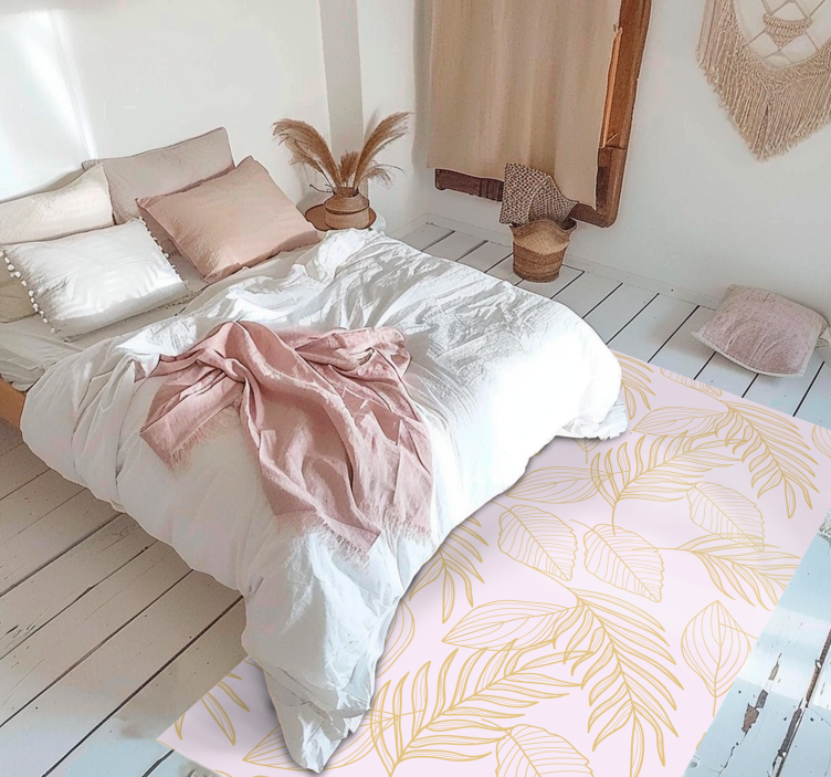 비닐 카펫 꽃과 식물 황금 잎 패턴 오버레이 - TenStickers