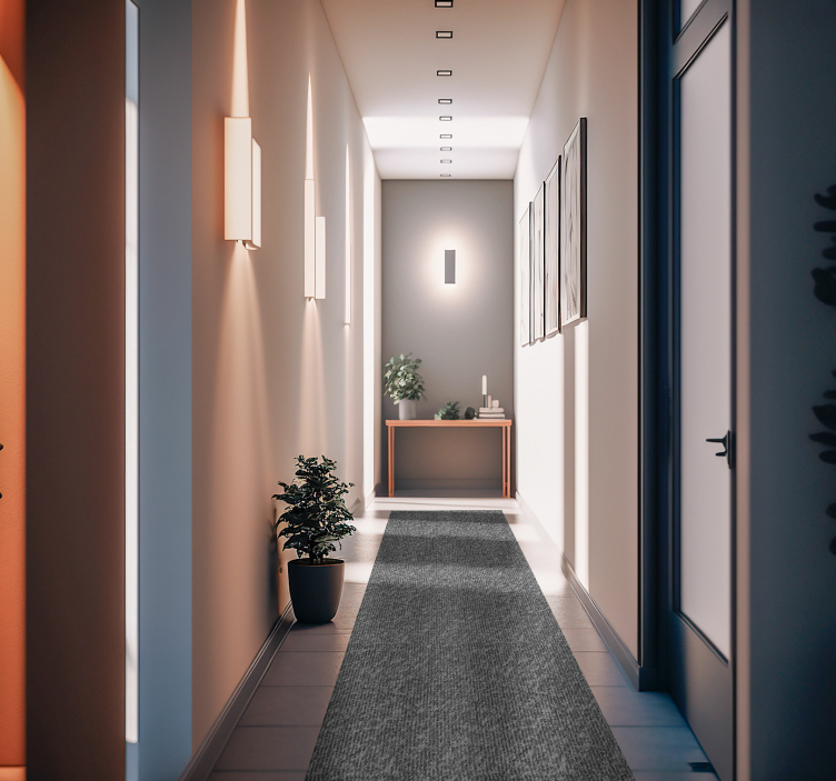 회색 단색 직물 현대 복도 깔개 - TenStickers