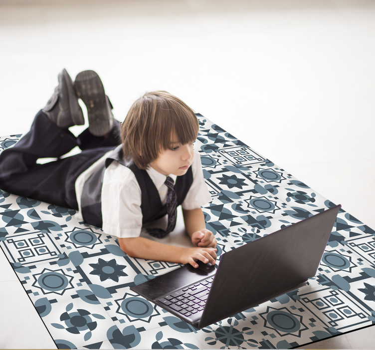 비닐 카펫 타일 효과 기하학적 타일에서 영감을 받은 패턴 - TenStickers