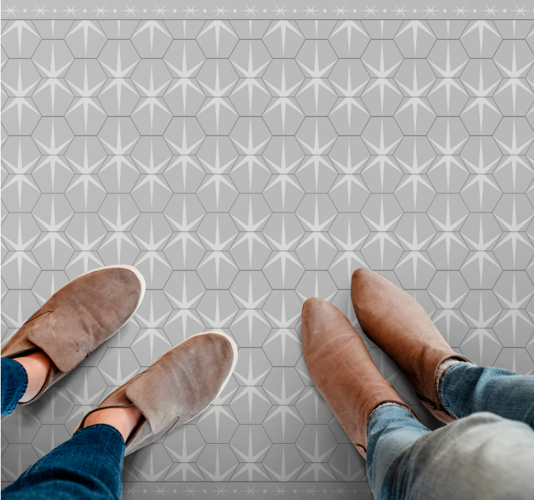 회색 비닐 카펫 육각별 패턴 - TenStickers